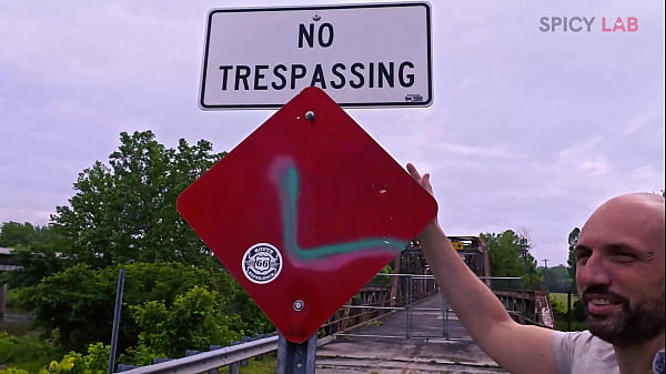 Exhibitionist and busty gets fucked on an abandoned bridge