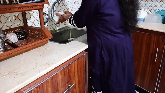 Indian husband has sex with his wife in the kitchen