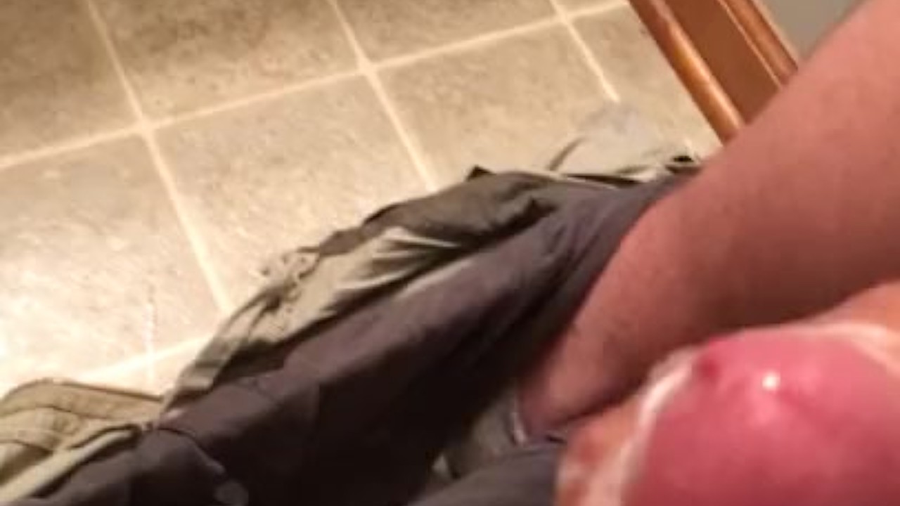 Huge load! Stroking my hard cock