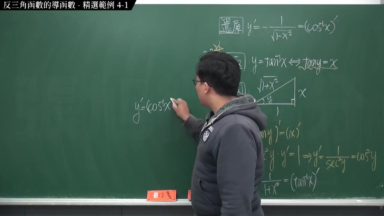 [重啟][真・Pronhub 最大華人微積分教學頻道] 微分篇重點四：反三角函數的導函數｜精選範例 4-1｜數學老師張旭