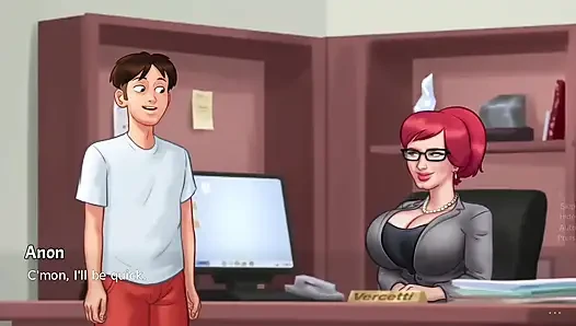 Anon fucks big boobs big ass Tina in her office - summer time saga gameplay
