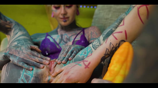 2 heavy tattoo girls get ass fucked by a big dick
