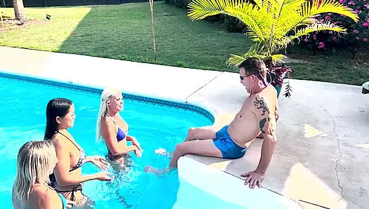 Three Lesbians and a Sugar Stepdaddy by the Pool