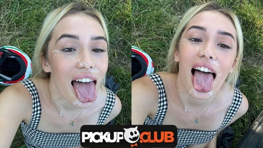 PICKUP CLUB - Blondie Rika Fane gets huge facial cumshot