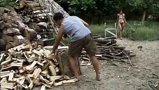 Redhead slut gets boned by a dude outdoors