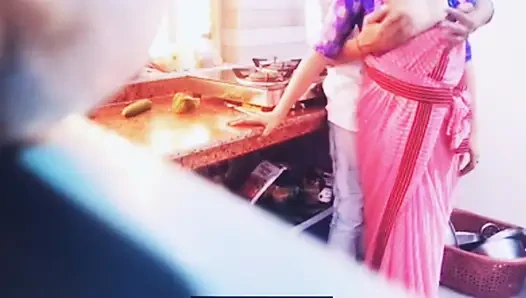 Kitchen surprise for Hot Bhabi.
