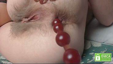 Pushing out anal beads without hands from sexy hairy asshole
