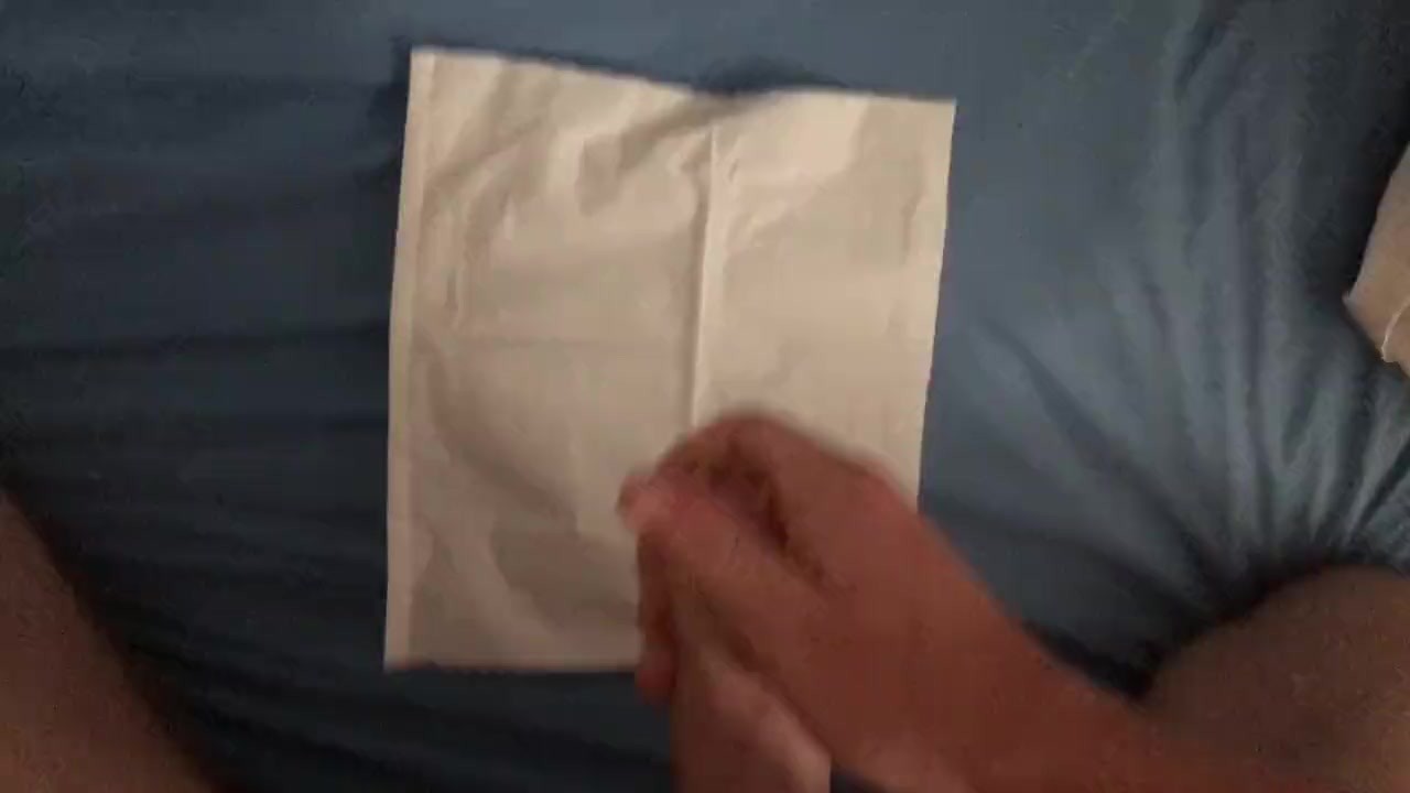 Big cock cums into tissue