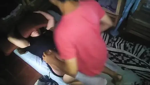 Missionary with a Shy Girl Covers Herself with a Pillow