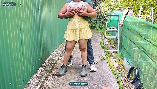 Neighbour Jumping Off Fence for Intense Standing Anal Doggy Fuck and Deepthroat Indian Wife