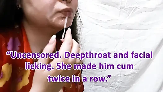 Deepthroat and Facial Licking. She Made Him Cum Twice in a Row.