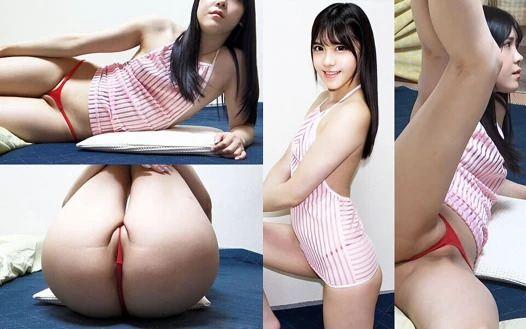 Nipples in See-through Dress, Micro Thong Panties Wedgie Into Camel Toe, Skinny Cute Japanese Girl Tease Workout in Apartment