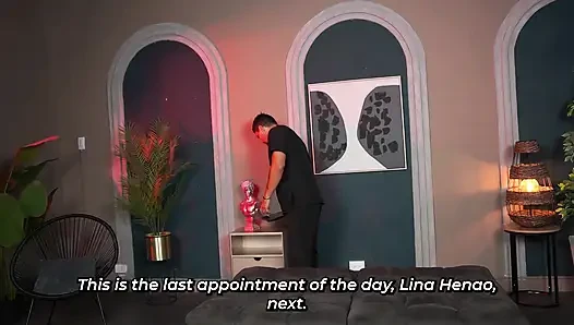 Tantric massage - Muscular man ends up penetrating a busty brunette during the massage