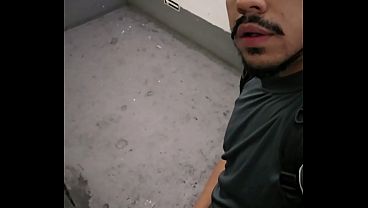 Peeing in a public restroom and swallowing a man's cum.