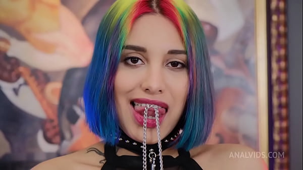 Rainbow Teen Bitch Roxy Lips Vs Tough Nick Rock ! Deep anal balls, slaps, licking male ass, hard NRX074