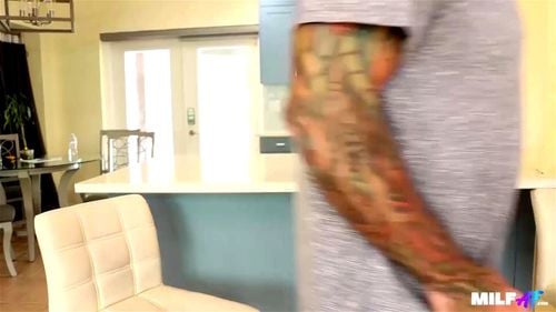 Dress MILF Angelica Amore Kneels, Sucks, Strokes & Gets Missionary Pounded