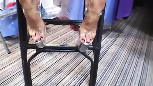 Hot blonde gets her feet, tits, pussy, and mouth fucked by a foot fetish guy
