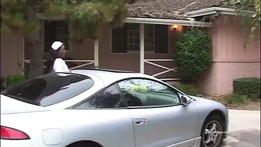 Very hot black nurse Sierra Lewis practices home care