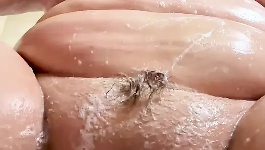 Horny while shaving pussy fingered in the shower to SQUIRT