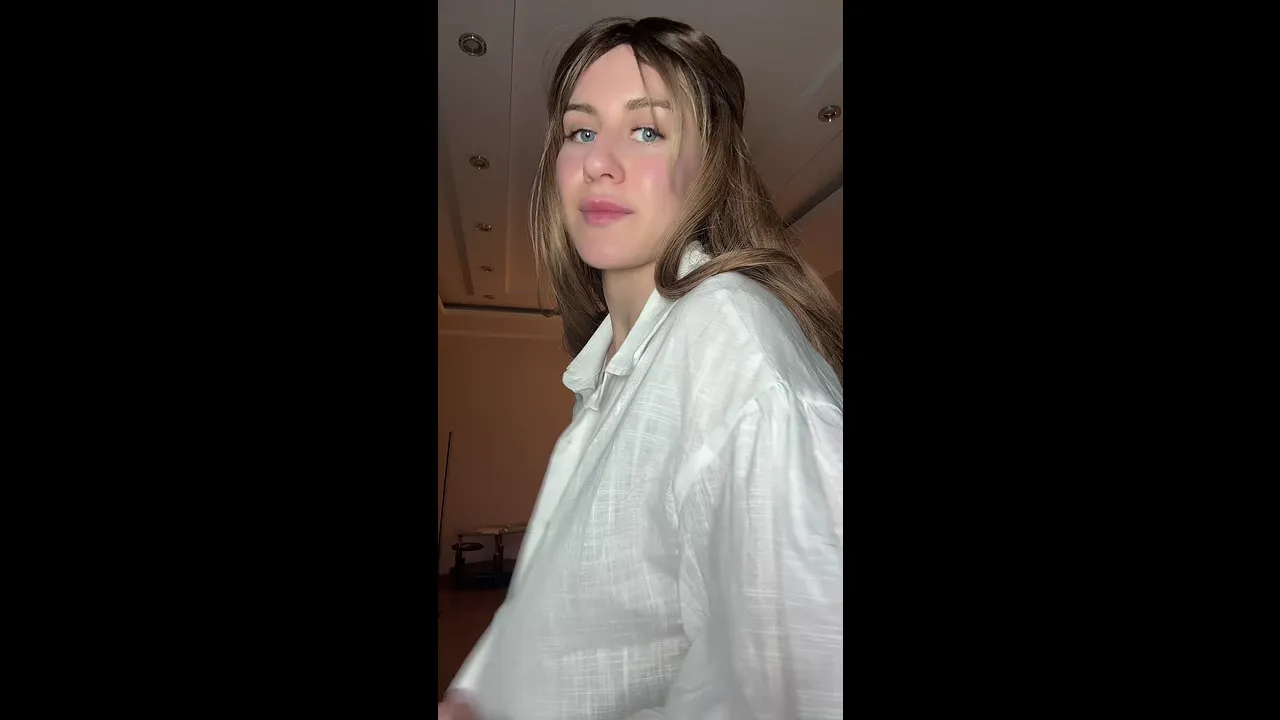 Unbutton your neighbor's shirt and squeeze her tits😘😋