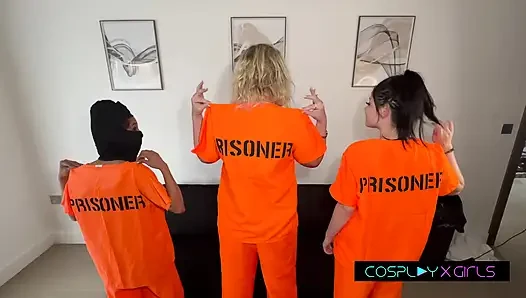 COSPLAYXGIRLS - The Guards Just Pulled Down Our Orange Jumpsuits And Started Fucking Us Like Crazy