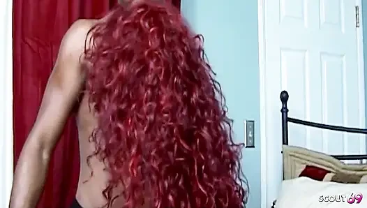 Red Head Ebony MILF Sinnamon Love Fucked in Her Hairy Pussy and Tight Asshole
