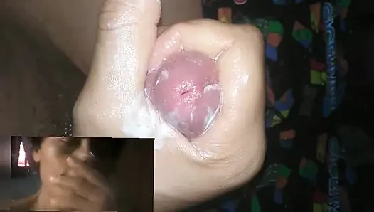 Wife Masturbates for Husband on a video call