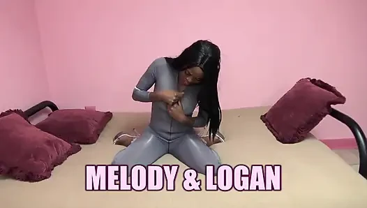 Ebony babe Melody Cummings gets nailed in her sexy catsuit