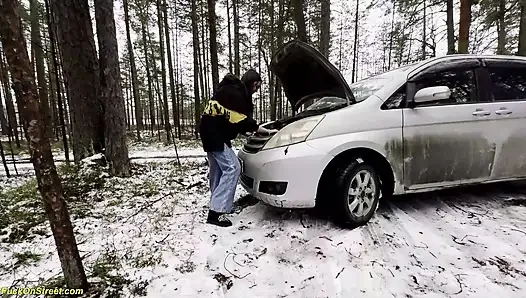 roadside assistance rewarded with wild fucking