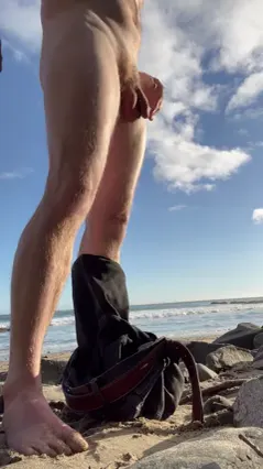 Hot Naked Man Swims At A Public Beach.