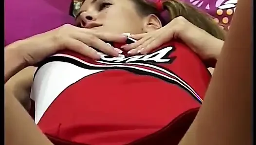 Pretty cock sucking whore dressed like a cheerleader gets stuffed full of dick
