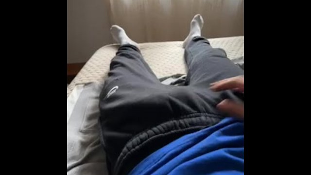 Cumshot In bed solo handjob horny morning