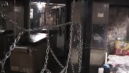 Sexy girl gets tits fondled while bound