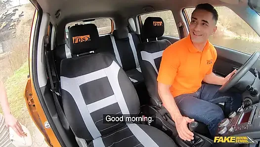 Fake Driving School - Asian Learns How to Drive Stick and Takes Big Load