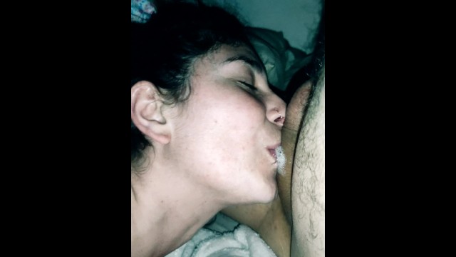 Sucking everything and ending with the milk inside my mouth Creampie
