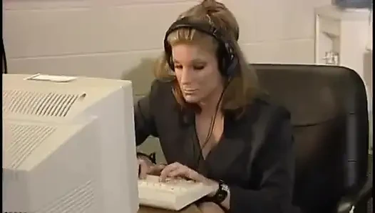 Sexy Blonde Secretary Slut in Blue Lingerie Loves to Get Fucked in the Office