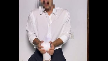Stylish young man tests his sex toy until he has a big cumshot