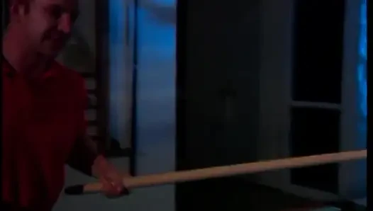 Brunette teen gets dick on pool table
