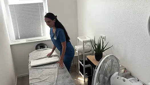 Massage Gone Wild: Brunette Presses Her Big Tits In His Face Then Sucks Him Dry