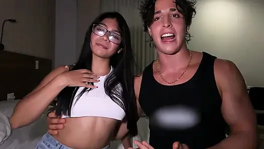 Slim young Venezuelan girl enjoys a big Arab cock