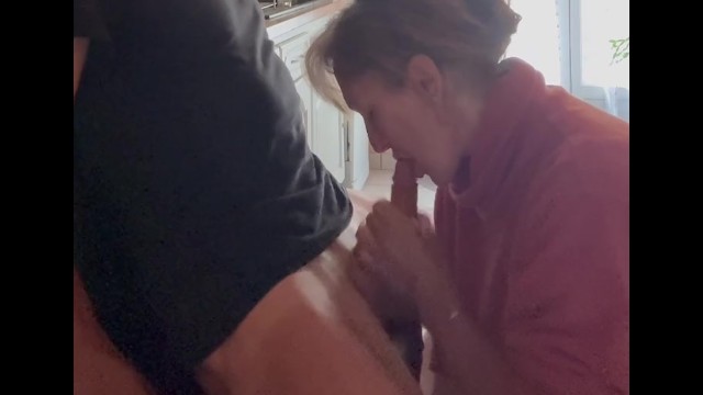 The cleaning lady sucks and swallows