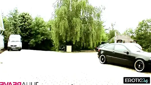 Brunette Takes Deep Hard Cock in Outdoor Scenes