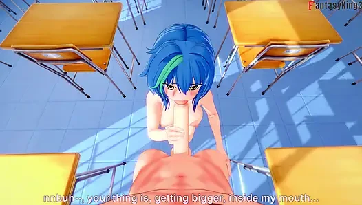 Tsubaki Shinra gets horny watching Xenovia sucking dick - HS DXD NTR Madness 13