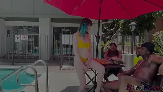 Sexy Swinger Ireland Rose Gets Picked up at the Pool & Fucked by Two Black Cocks