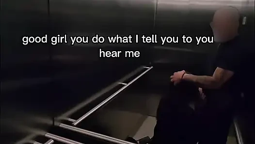 Shy Girl Gets Convinced in Elevator to Swallow a Stranger's Cum