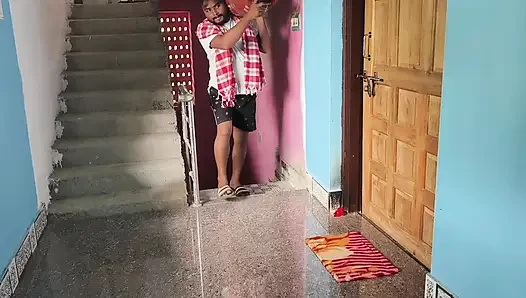 Sexy indian housewife chitting her husband, fucking by a gas delivery boy