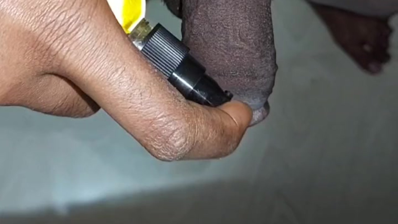 Feminized sissy femboy unlock chastity cage after a long time to piss and get hard while pissing