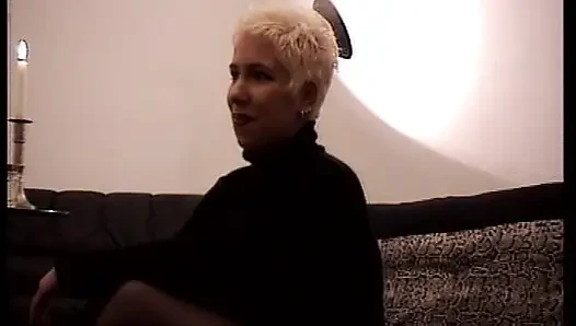 Sexy German blonde plays with toys and fucks horny couple