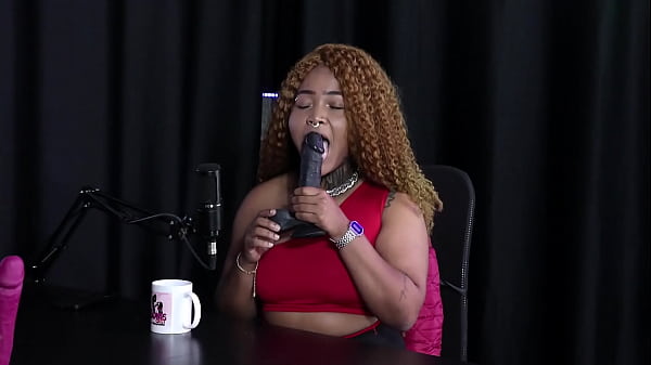 She gave a blowjob to a black toy dick, and then took off her clothes, showing her breasts and pussy - Black Duquesa (SHEER/RED)