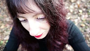 PREGNANT woman with lipstick takes you into the woods and gives you a JERK OFF!